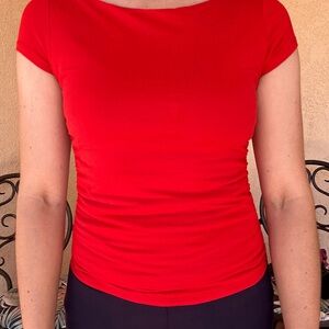 Pink Rose Red Scoop Neck Short Sleeve Tee